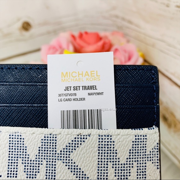 Michael Kors leather navy card holder blue white - Picture 6 of 6